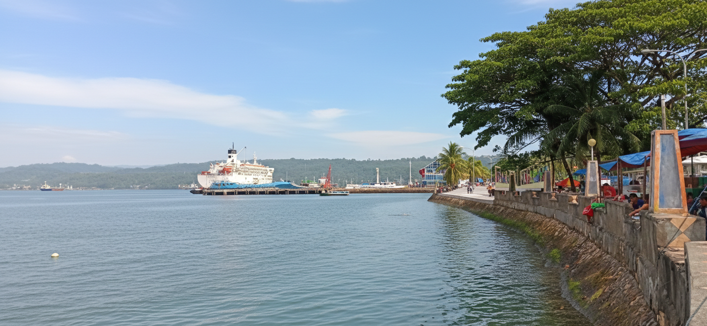 View Pelabuhan Murhum dari Pantai Kamali