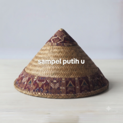 Topi Caping Bambu Etnik Toraja Kombinasi Tenun [SAMPEL]